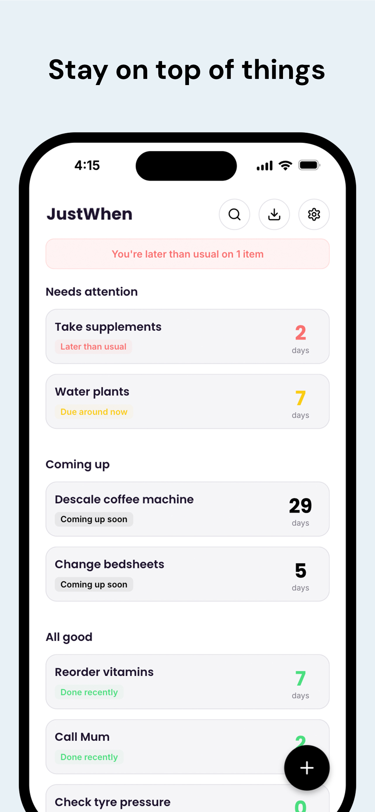 Task list — status view